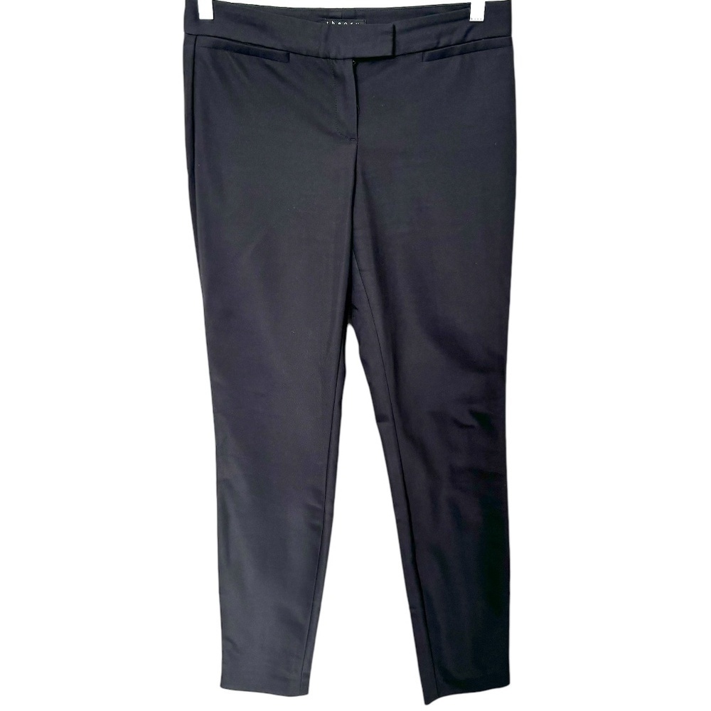 Theory Classic Black Leska Pavia Trouser Pants Size 6 Black